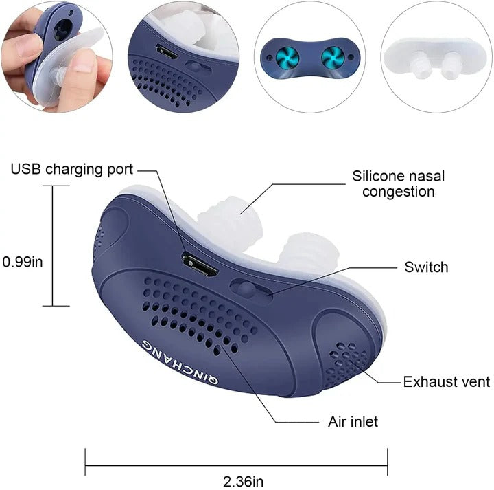 Portable nasal airflow regulator with USB charging function