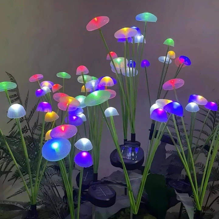 Solar-powered jellyfish lamp with color-changing LEDs