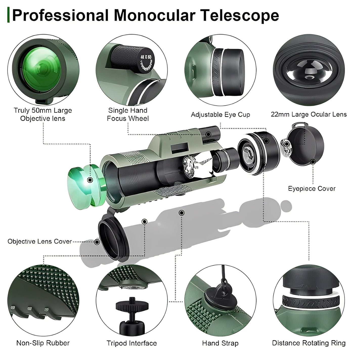 Compact telescope with zoom function for outdoor observations