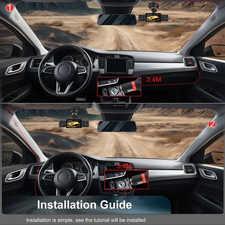Vielseitige Dashcam mit Vier Kameras und WLAN-Funktionalität
