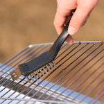 Grill cleaning brush with stainless steel bristles and scraper