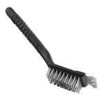 Grill cleaning brush with stainless steel bristles and scraper