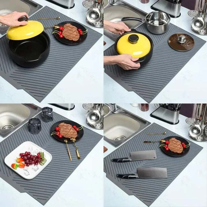 Flexibler Silikon-Abtropfmatte mit Wasserablauf