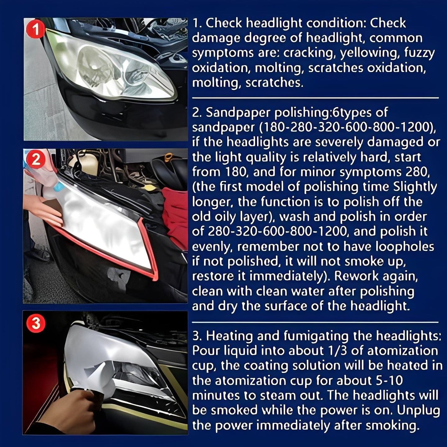 Headlight Restoration Kit with Vapor Application System