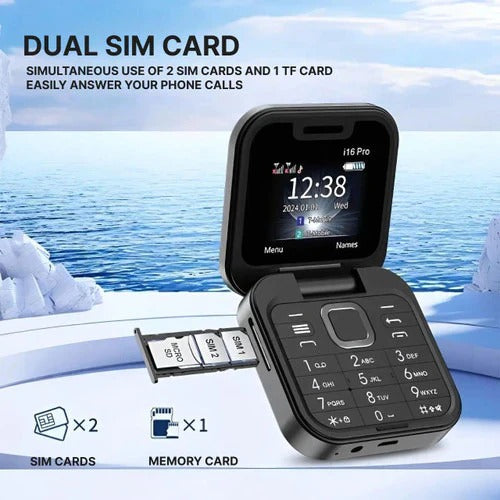 Kompaktes Klapptelefon mit Dual-SIM-Funktionalität