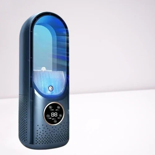 Compact bladeless fan with USB connection and 100 ml water tank