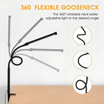 Adjustable LED Desk Lamp with Clamp Base and 3 Light Modes