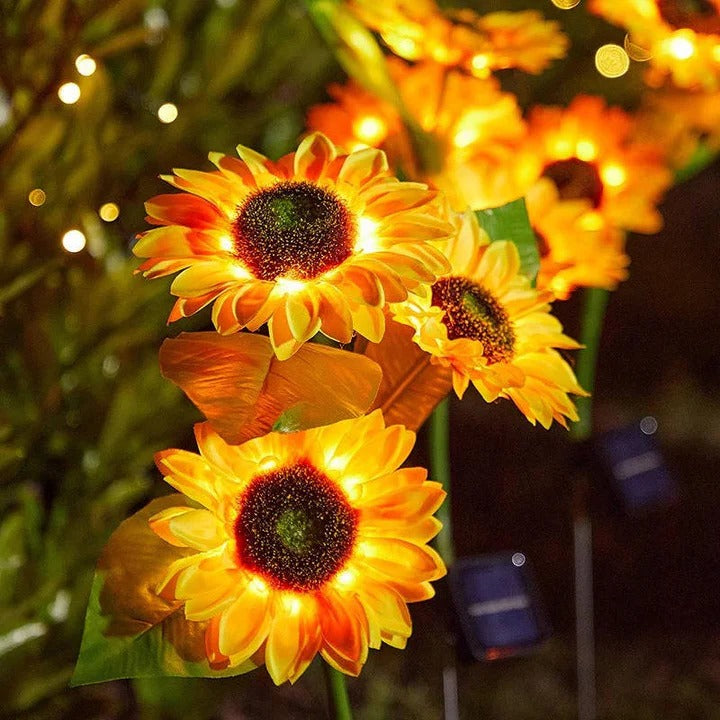 Sonnenblumen LED Solarlicht mit flexiblen Blütenblättern