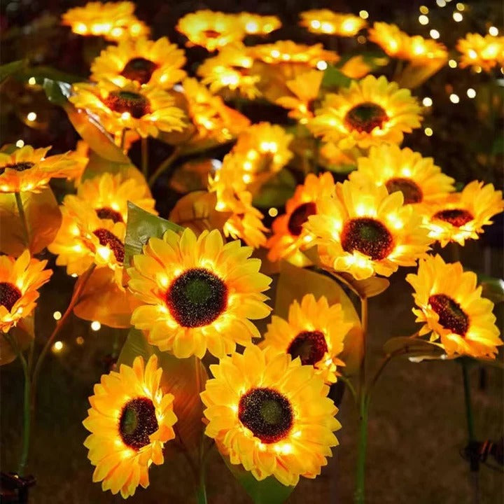 Sonnenblumen-Design Solar LED Leuchte mit flexiblen Blütenblättern