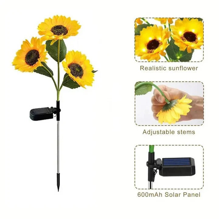 Sonnenblumen-Design Solar LED Leuchte mit flexiblen Blütenblättern