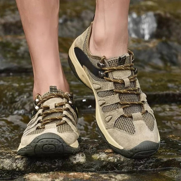 Damen Wanderschuhe mit Leder-Mesh-Obermaterial für Outdoor-Aktivitäten