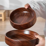 Round Serving Bowls Made of Walnut Wood, Set of 2