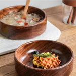 Round Serving Bowls Made of Walnut Wood, Set of 2