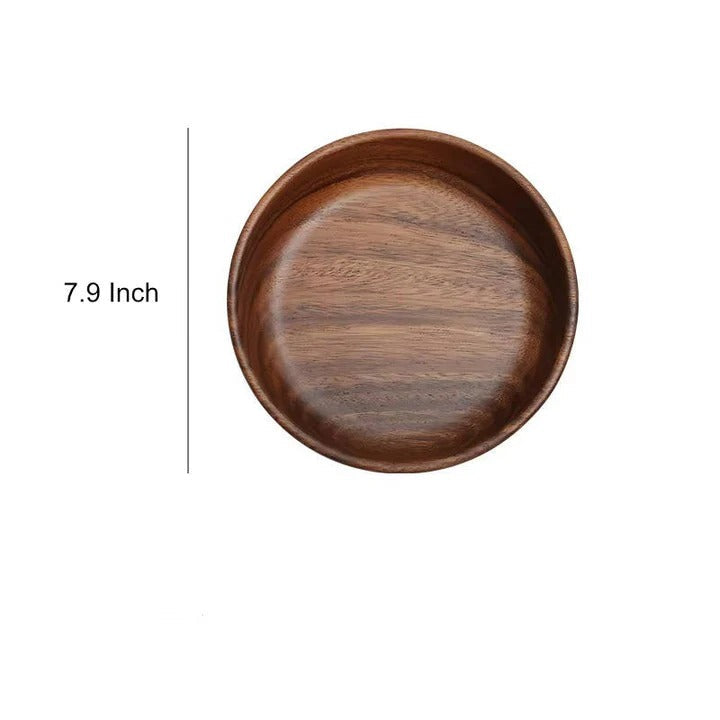 Round Walnut Serving Bowls, Set of 2