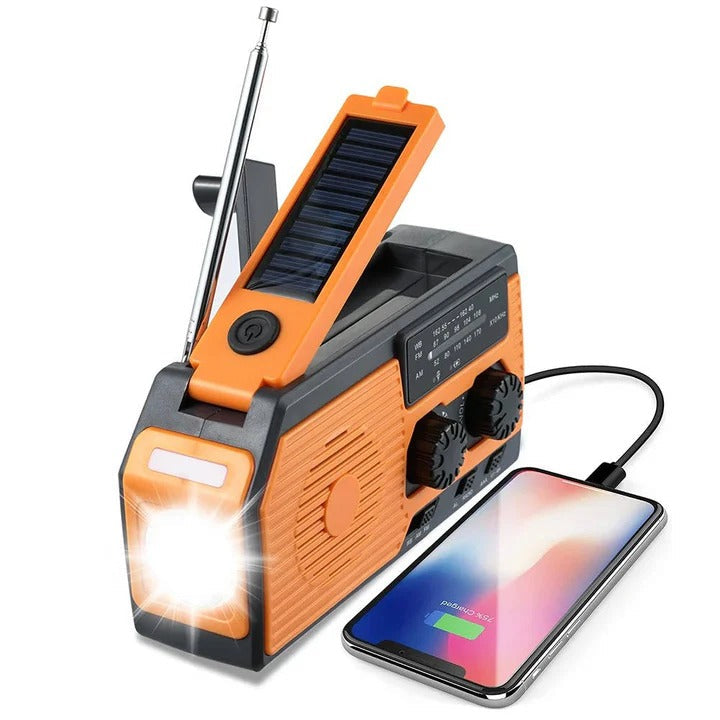 Solar- und Handkurbelradio mit 5000mAh Powerbank