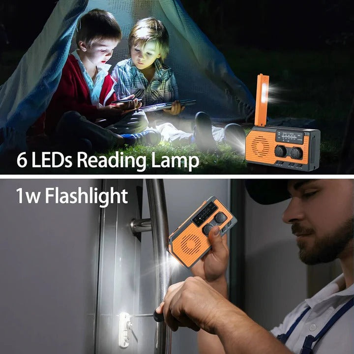 Solar- und Handkurbelradio mit 5000mAh Powerbank