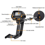 Metal detector with LCD display and adjustable handle