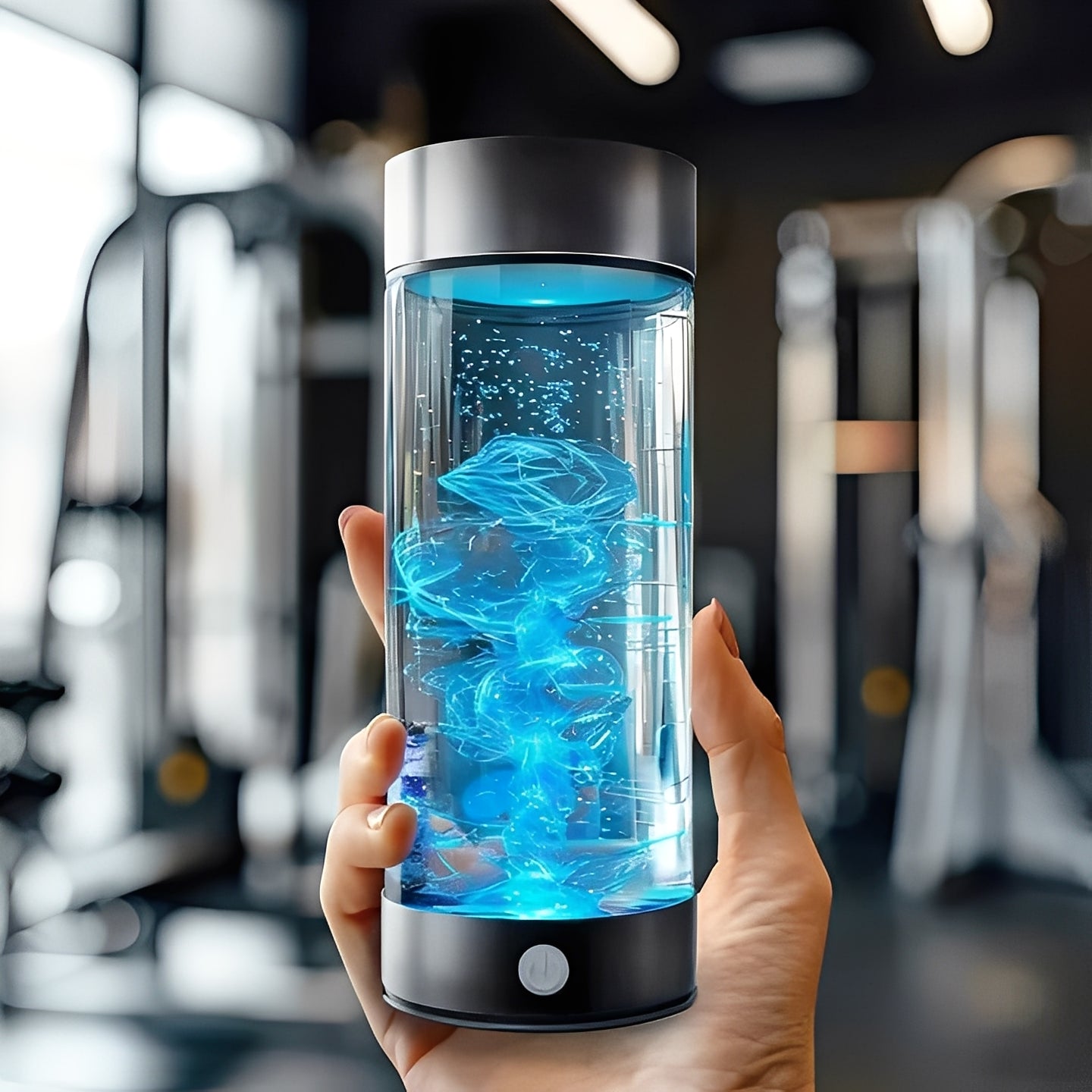 Tragbare Wasserflasche mit Wasserstoffgenerator und USB-Ladebasis