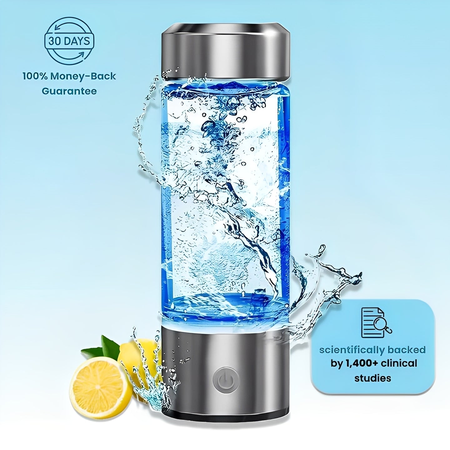 Tragbare Wasserflasche zur Wasserstofferzeugung mit USB-Ladestation