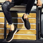 Comfortable leisure shoes with a wide toe box and knitted upper
