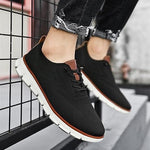 Comfortable leisure shoes with a wide toe box and knitted upper