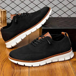 Comfortable leisure shoes with a wide toe box and knitted upper