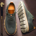 Comfortable leisure shoes with a wide toe box and knitted upper