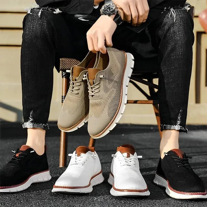 Comfortable leisure shoes with a wide toe box and knitted upper