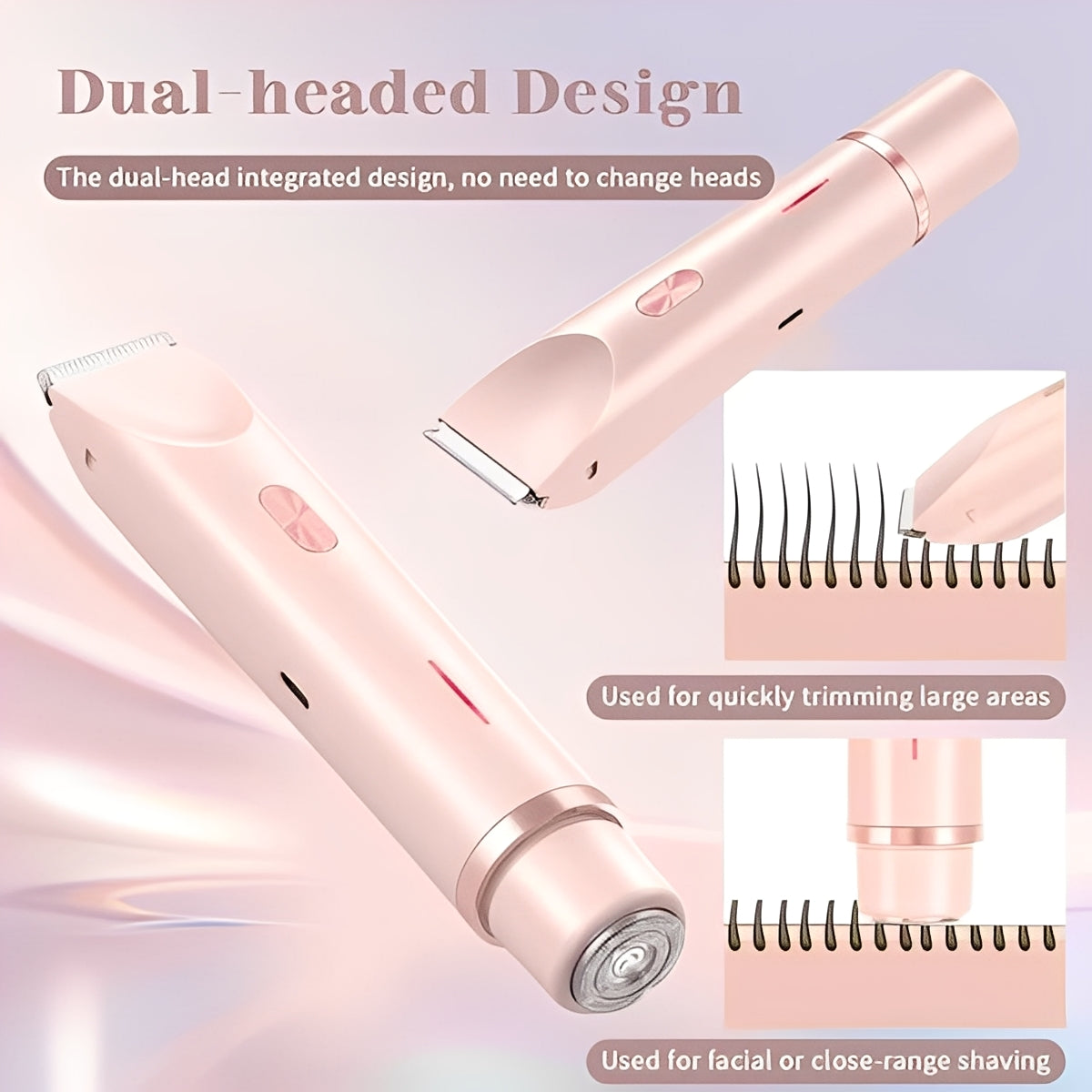 Elegant women's shaver with interchangeable heads for every occasion