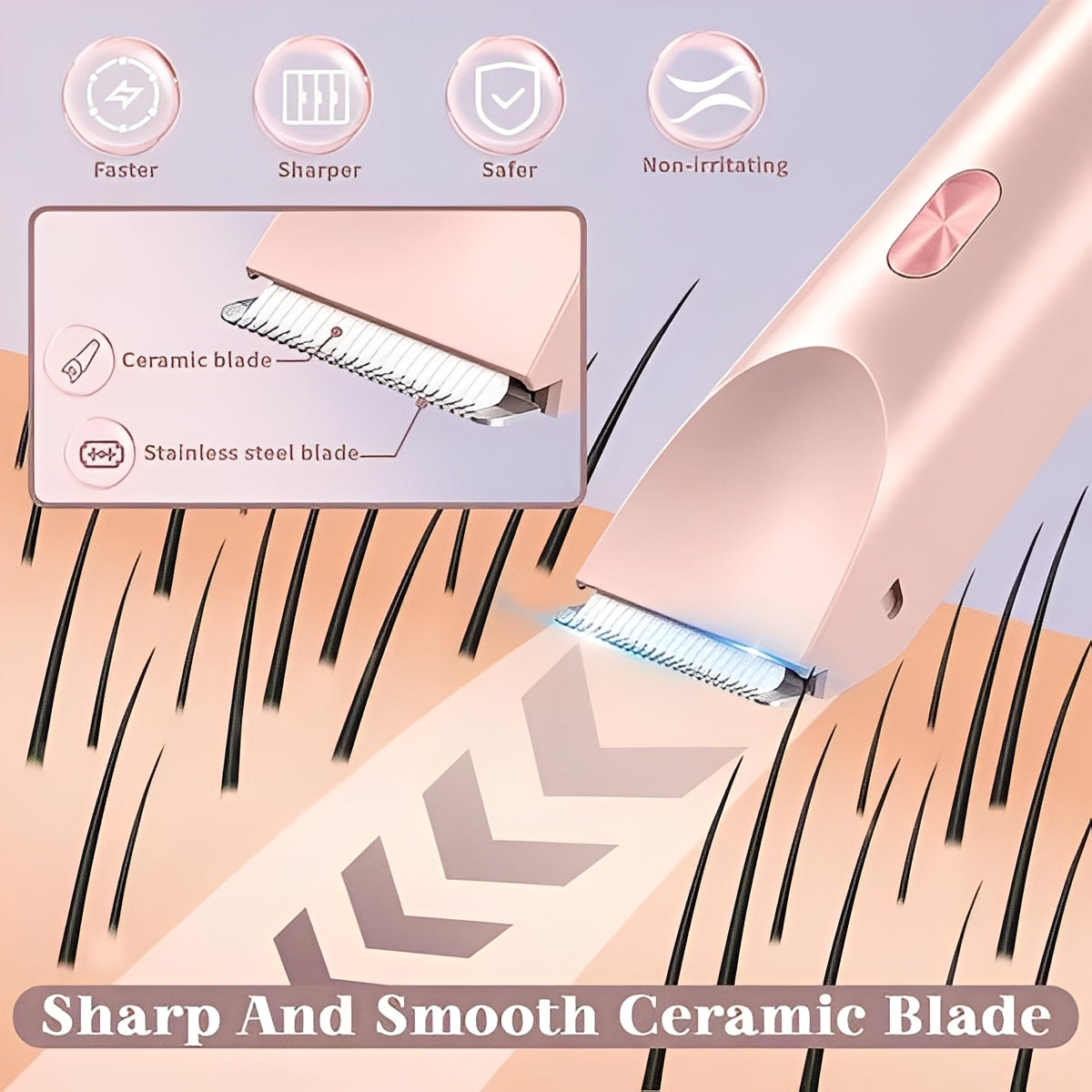 Elegant women's shaver with interchangeable heads for every occasion
