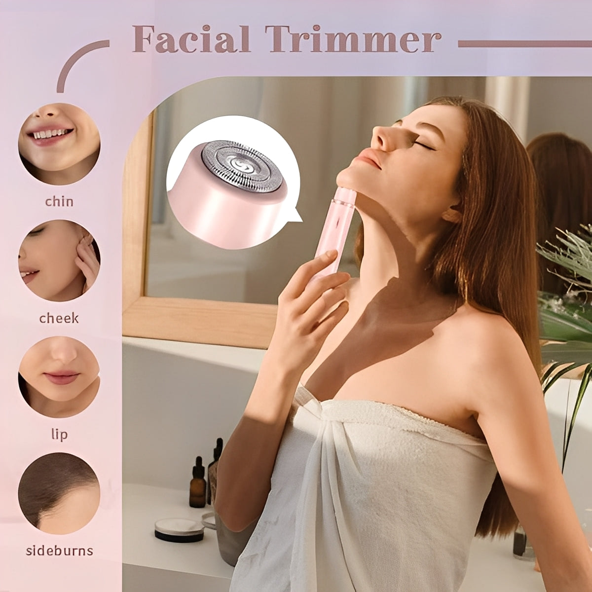 Elegant women's shaver with interchangeable heads for every occasion