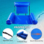 Floating water lounger with backrest for beach and pool