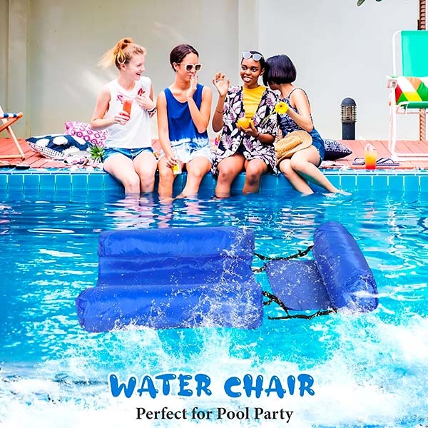 Floating water lounger with backrest for beach and pool