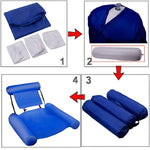 Floating water lounger with backrest for beach and pool