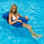 Floating water lounger with backrest for beach and pool
