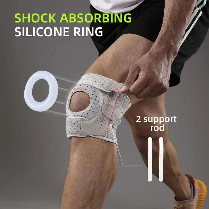 Knee pads with adjustable straps for sports and exercise