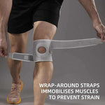 Knee pads with adjustable straps for sports and exercise