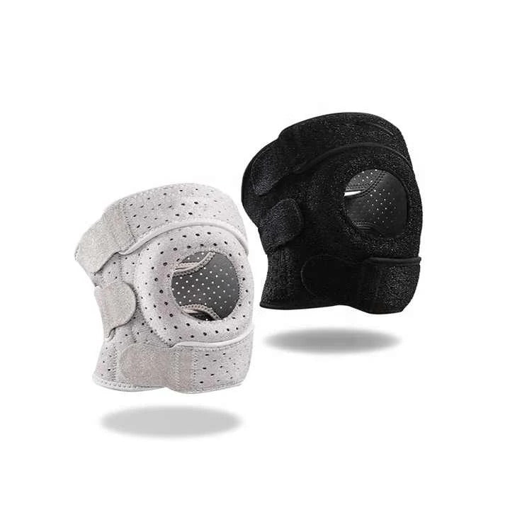 Knee pads with adjustable straps for sports and exercise