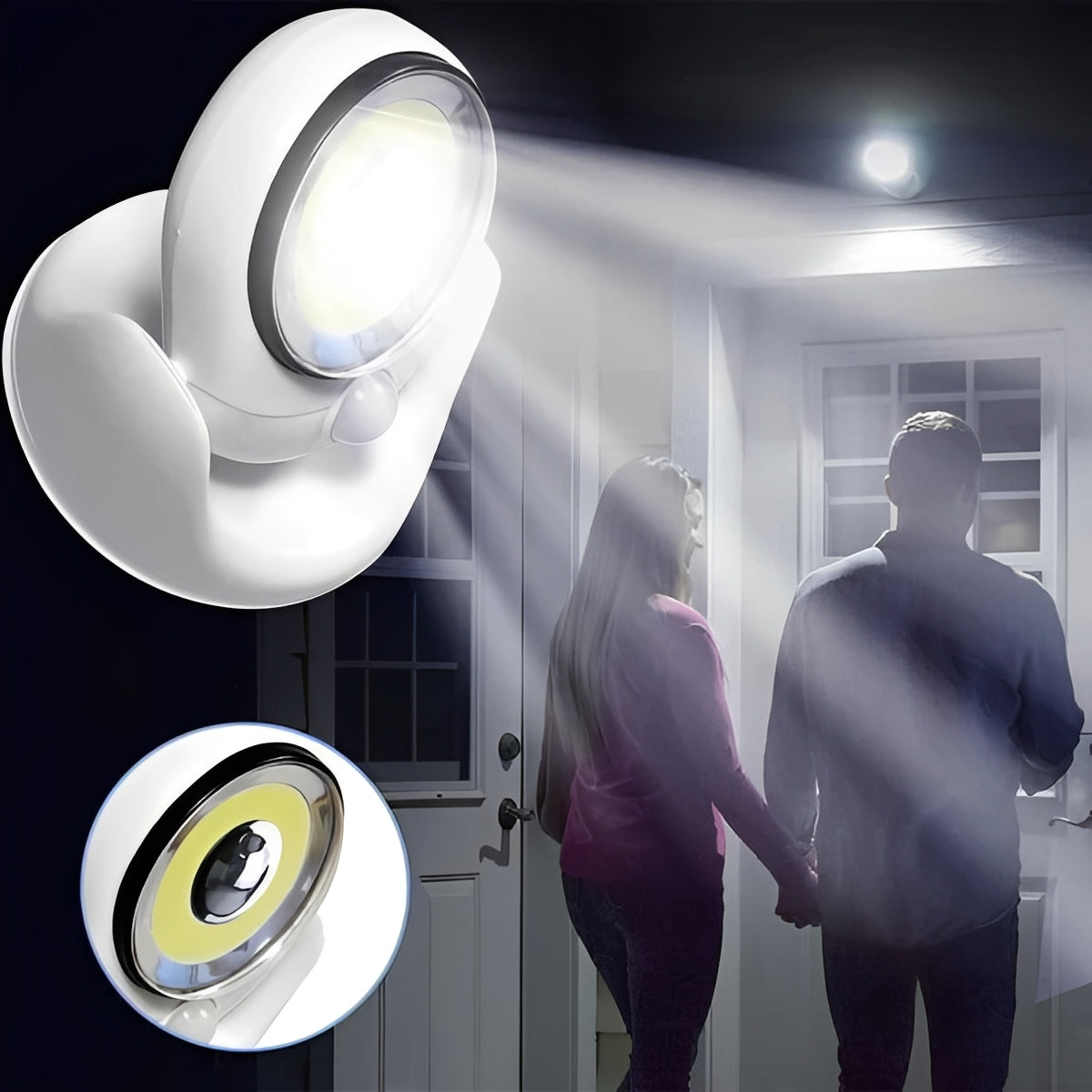 Akku-Betriebene LED-Lampe mit Bewegungsmelder und drehbarem Fuß