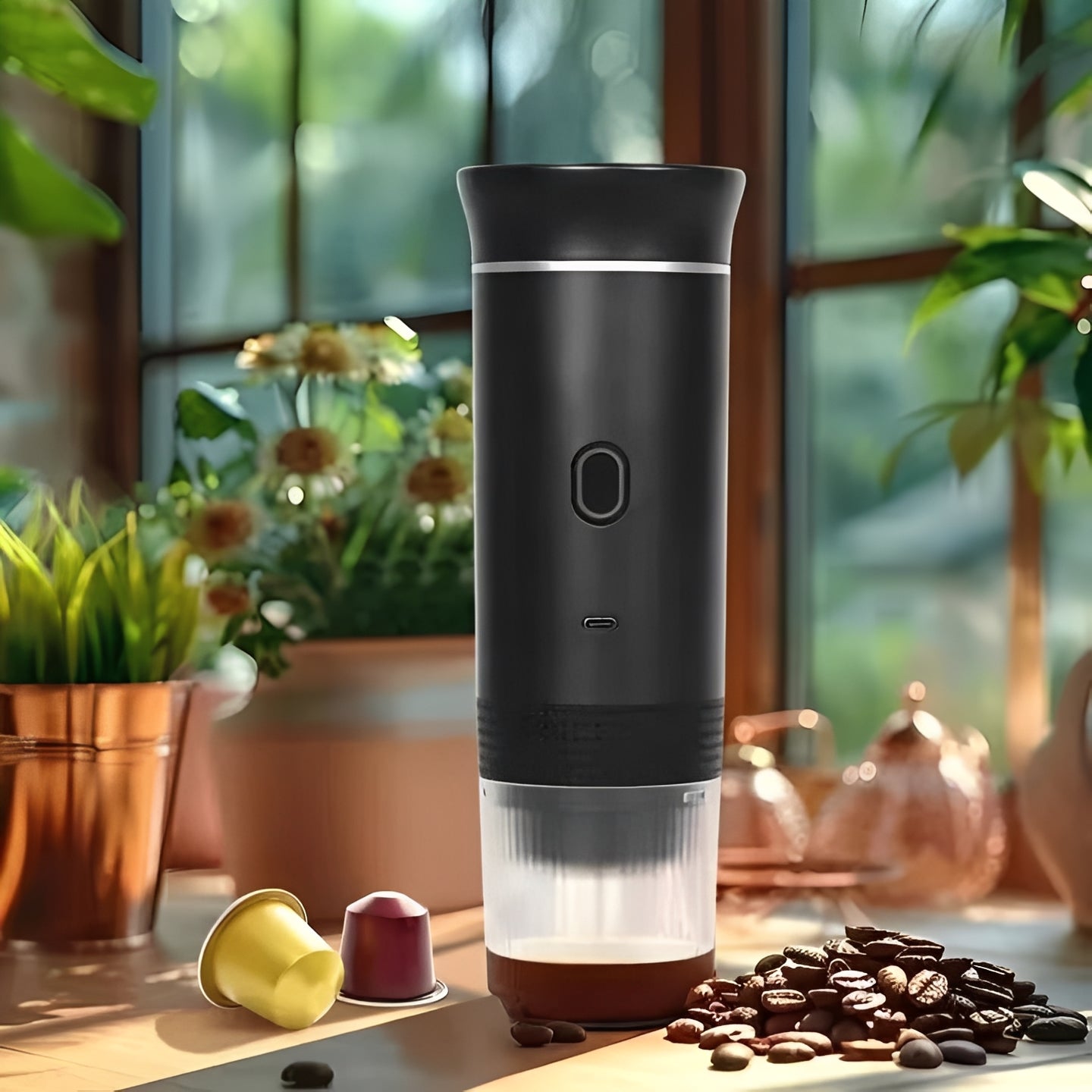Kompakte USB-Kaffeemaschine mit 3 Brühmodi