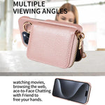 Elegante Ledertasche für iPhone mit Kartenfächern und Reißverschluss