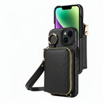 Elegante Lederhülle für iPhone mit Kartenfächern und Reißverschluss