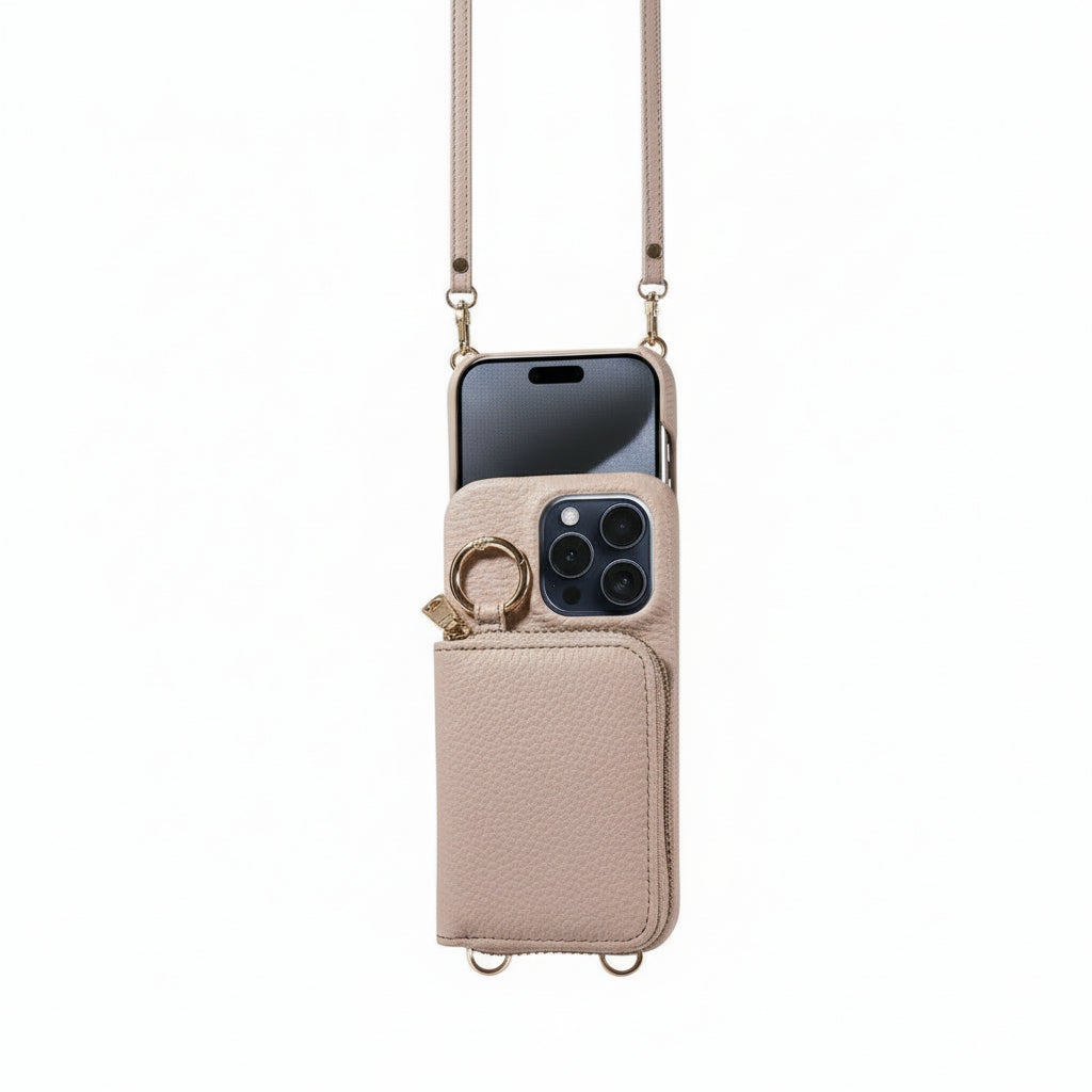 Elegante Lederhülle für iPhone mit Kartenfächern und Reißverschluss