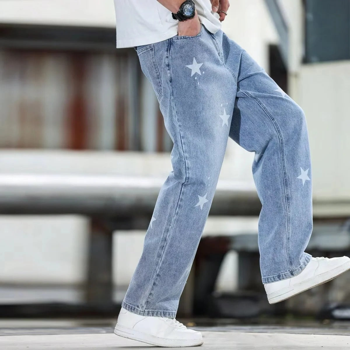Lässige Herrenjeans mit weitem Bein für jeden Anlass