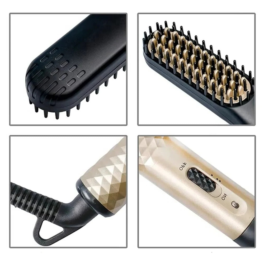 Compact Beard Straightening Brush with Ceramic Heating