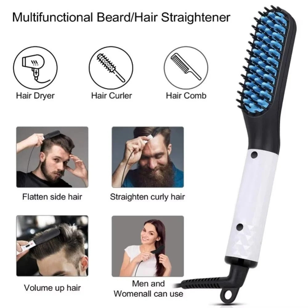 Compact Beard Straightening Brush with Ceramic Heating