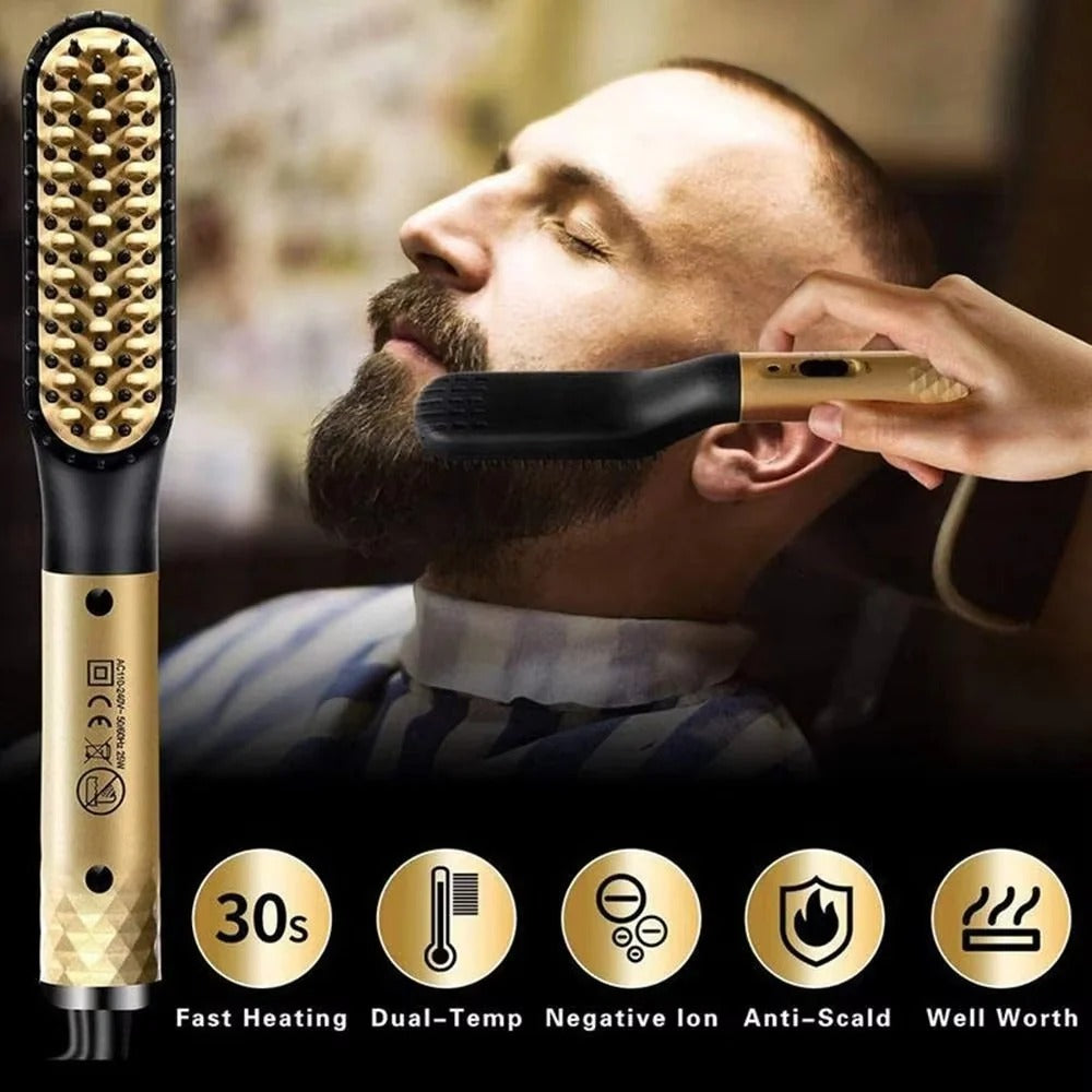 Compact Beard Straightening Brush with Ceramic Heating