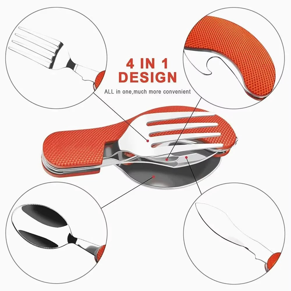 Praktisches 4-in-1 Besteckset für Camping und Reisen