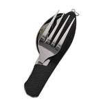 Praktisches 4-in-1 Besteckset für Camping: Gabel, Löffel, Messer und Öffner
