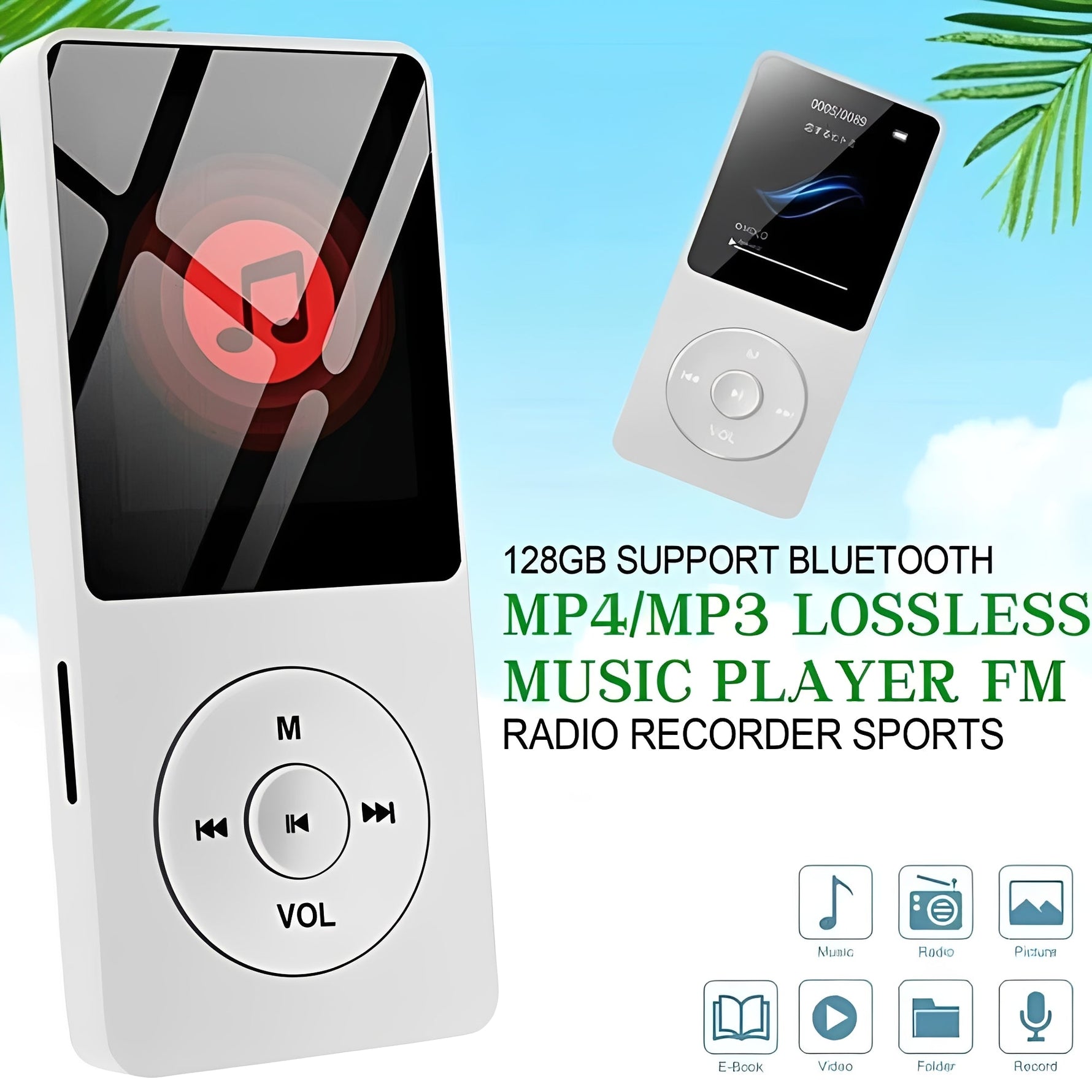 Portable music player with 1.8-inch screen and Bluetooth functionality